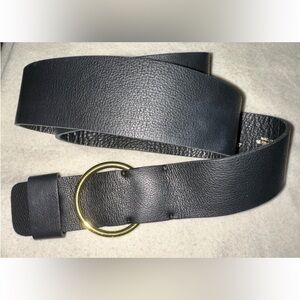 B-Low the Belt Textured Black Leather gold o ring belt genuine leather made USA